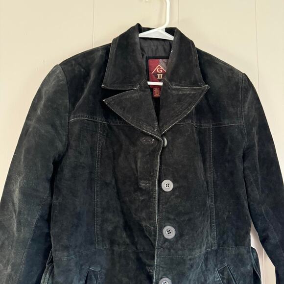 Genuine vintage black leather jacket button up women's large - Picture 4 of 8